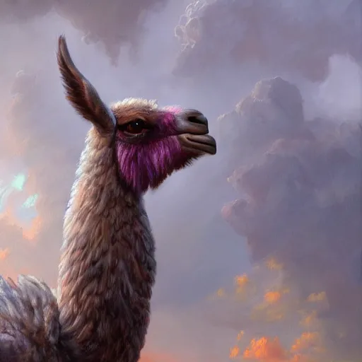 Image similar to winged llama. digital painting, detailed, 8 k, trending on artstation, smooth, sharp focus artwork by mark arian, artgerm, mark keathley, greg rutkowski