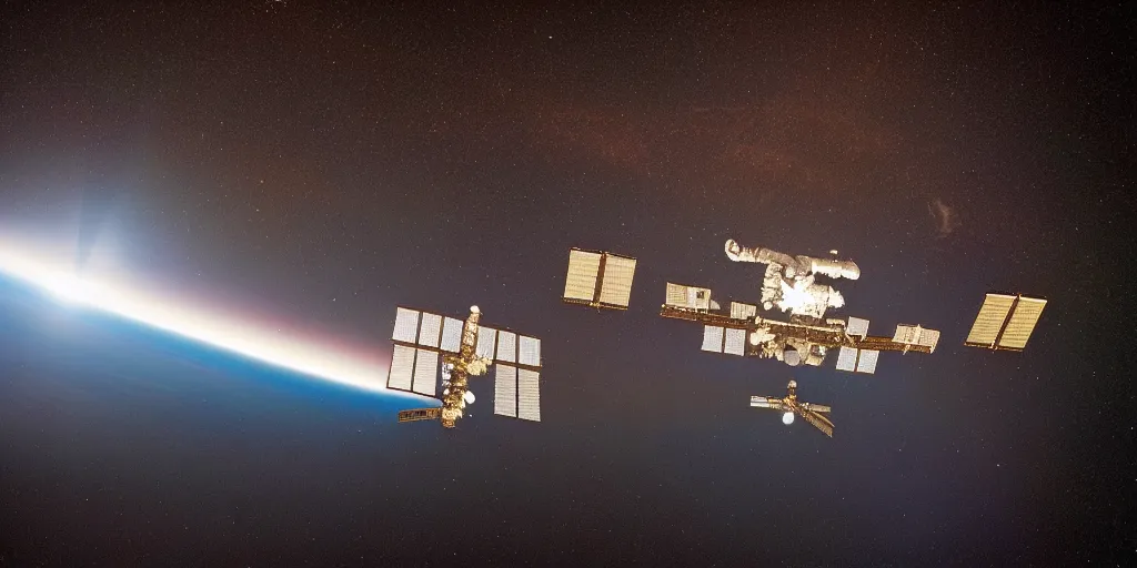 Image similar to the international space station reentering the atmosphere