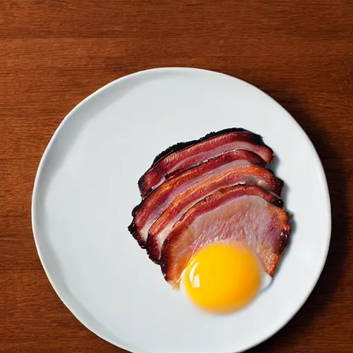 Prompt: kevin bacon as a slice of side bacon on a plate with eggs