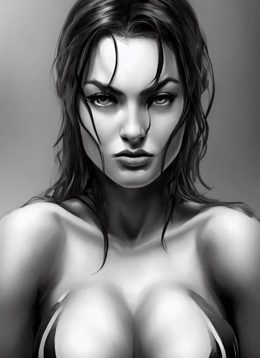 Image similar to up close portrait of a beautiful woman in black and white, art by diego fazio and diegoKoi and oscar Ukono, concept art, sharp focus, artgerm, 8k highly detailed