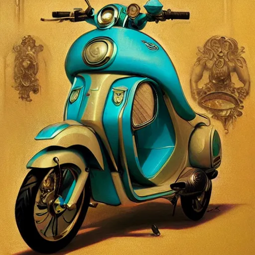 a turquoise vespa moped, ultra realistic, concept art, | Stable ...