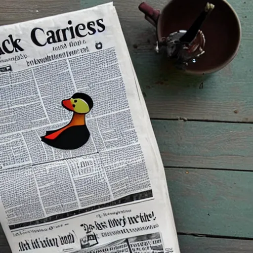 Image similar to duck reading a newspaper