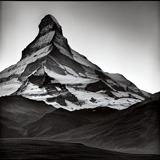 Image similar to sunrise over the matterhorn, ansel adams