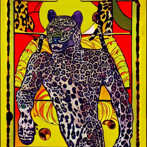 Image similar to the trickster is the god of chance and change. he is the god of adventure and excitement. the trickster is a male god, and he is usually depicted as a man wearing a leopard skin.