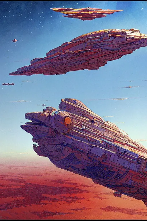 Image similar to spaceship, painting by jean giraud, greg rutkowski, carl larsson