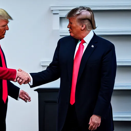 Image similar to donald trump and magnus carlsen shaking hands