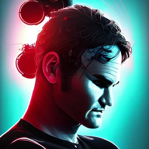 Image similar to a beautiful portrait digital artwork of a cyborg roger federer by artgerm, tooth wu, dan mumford, beeple, wlop, rossdraws, james jean, marc simonetti. intricate, epic lighting, cinematic composition, hyper realistic, 8 k resolution, unreal engine 5