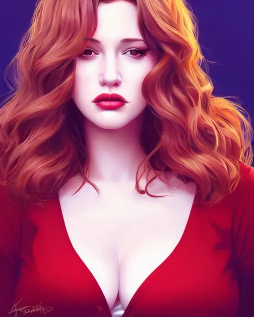 Prompt: a beautiful gina gershon christina hendricks kat dennings dolly parton instagram model, cascading hair full lips, by wlop and ilya kuvshinov and artgerm,, gorgeous, stunning, alluring, artstation, deviantart, digital art