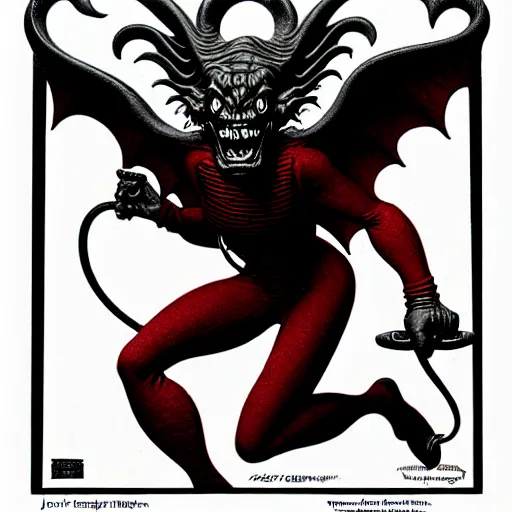 Image similar to medium gargoyle soft light, by bernie wrightson and joe fenton and jack gaughan, inspired art deco, black and red only, fine, sharp high detail,