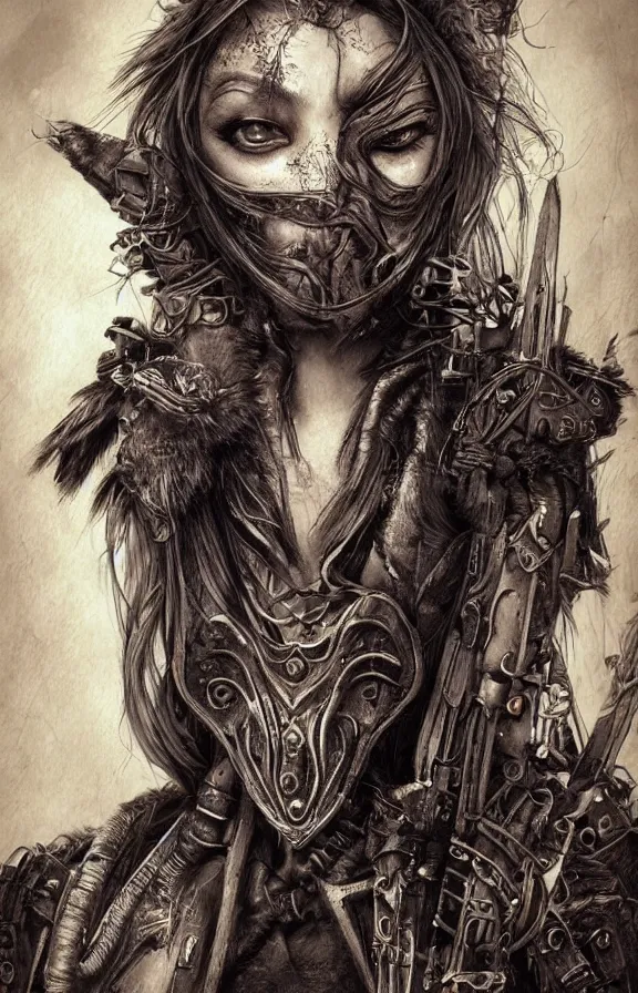 Image similar to realistic detailed portrait of fox warrior, post apocalyptic, gritty, art nouveau, victorian, neo - gothic, gothic, character concept design