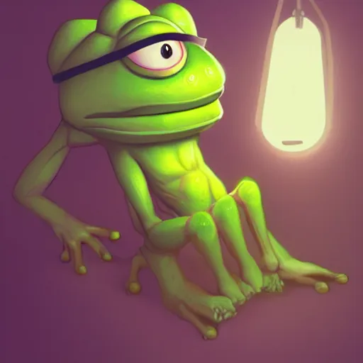 Image similar to gigachad pepe the frog, stylized characrter render with cinematic lighting by greg rutkowski, trending artstation, deviantart, 8 k