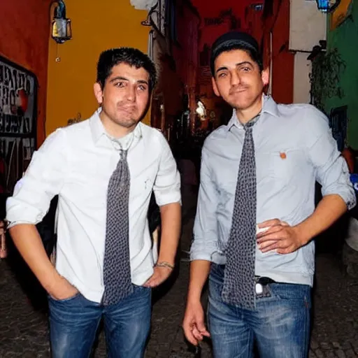 Image similar to two Mexican brothers at night club in Prague