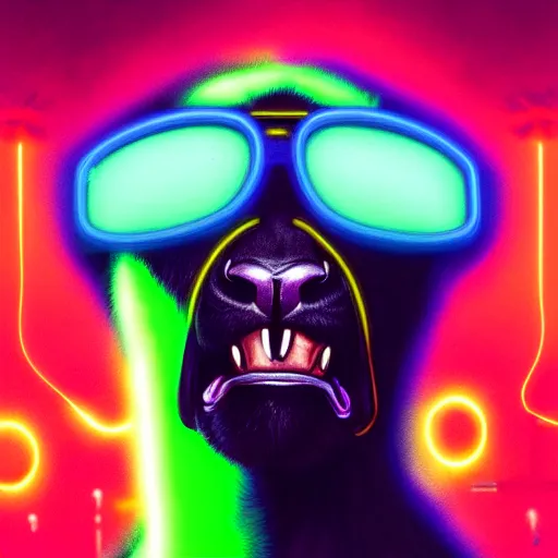 Prompt: commission portrait of a male anthro cheetah wearing a neon cyberpunk jacket and neon sunglasses.dramatic,character design by charles bowater,greg rutkowski,ross tran,hyperdetailed,hyperrealistic,4k,deviantart,artstation,professional photography,concept art