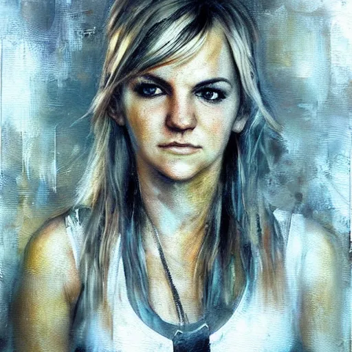 Image similar to jamie lynn spears and anna faris morphed together, hybrid, jeremy mann painting