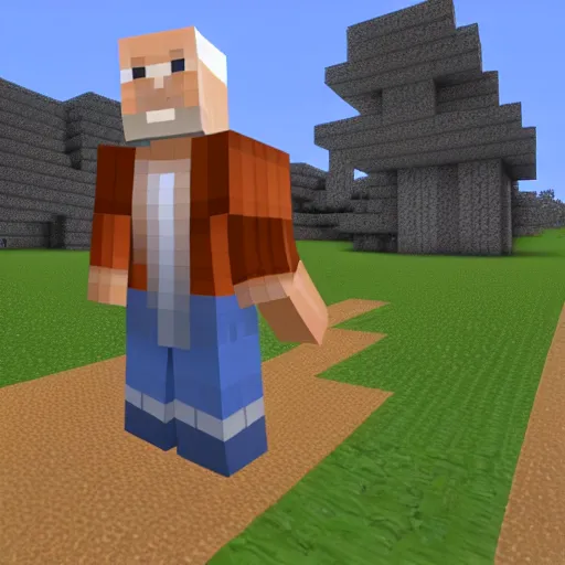 Image similar to A video game screenshot of Joe Biden in minecraft