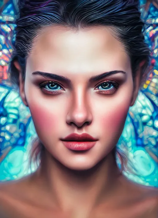 Prompt: photo of a gorgeous young woman in the style of stefan kostic and david la chapelle, realistic, sensual, sharp focus, 8 k high definition, 3 5 mm film photography, photo realistic, insanely detailed, intricate, elegant, art by stanley lau and artgerm