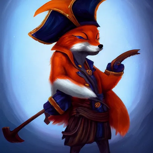 Prompt: A Fox Pirate, Tricorne Hat, oil painting, artstation, award winning,