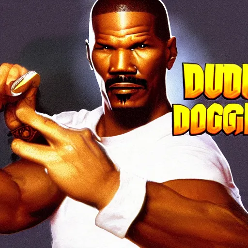 Image similar to portrait of jamie foxx in double dragon video game splash screen