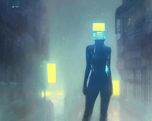 Image similar to 2 0 1 8 blade runner movie still girl look at the cityscape from roof perfect face fine realistic face pretty face reflective polymer suit tight neon puffy jacket blue futuristic sci - fi elegant by denis villeneuve tom anders zorn hans dragan bibin thoma greg rutkowski ismail inceoglu illustrated sand storm alphonse mucha