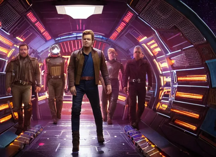 Image similar to a very high resolution image from a new movie, starlord. in a room full of 9 0's, directed by wes anderson