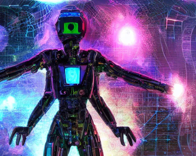 Image similar to complex cybernetic beings, cybermagnetosphere, cybernetic civilizations, large arrays, data holograms, 8 k, cinematic light shadows, wet hdr refractions, *, * * *, * * * * *