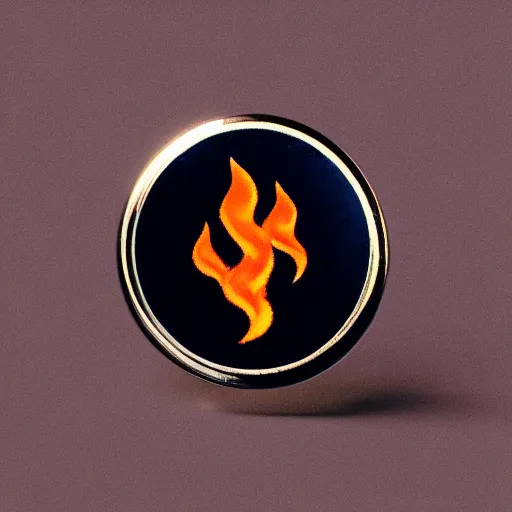 Prompt: an award - winning photograph of a vintage 1 9 8 0 s minimalistic clean fire flames warning enamel pin, beautiful cinematic light, behance