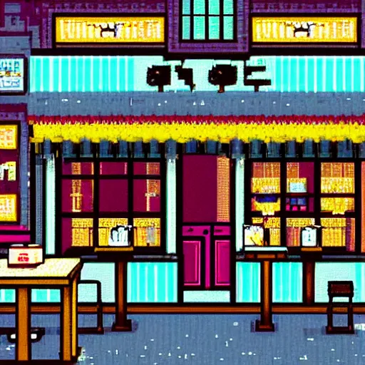 Image similar to an 8 - bit cozy cafe in paris, pixiv, illustration