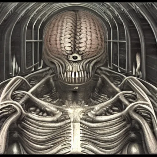 Image similar to HYPER REALISTIC VFX SIMULATION of one of H.R GIGER'S works