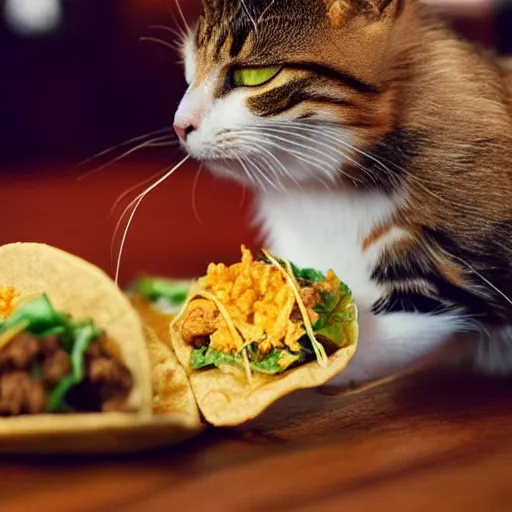 Image similar to a cat eating a taco