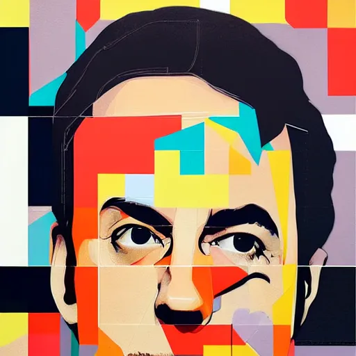 Prompt: Jerry Seinfeld profile picture by Sachin Teng, asymmetrical, Organic Painting , Matte Painting, geometric shapes, hard edges, graffiti, street art:2 by Sachin Teng:4