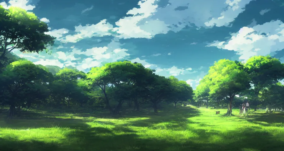 Prompt: illustration of a wide shot green hills with clouds in the background, | | anime key visual, official media, illustrated by wlop, extremely detailed, 8 k, trending on pixiv, cinematic lighting, beautiful