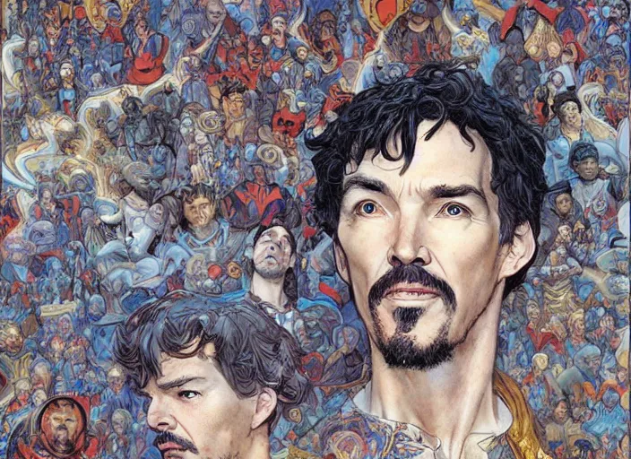 Image similar to a highly detailed heavenly portrait of stephen strange, james gurney, james jean