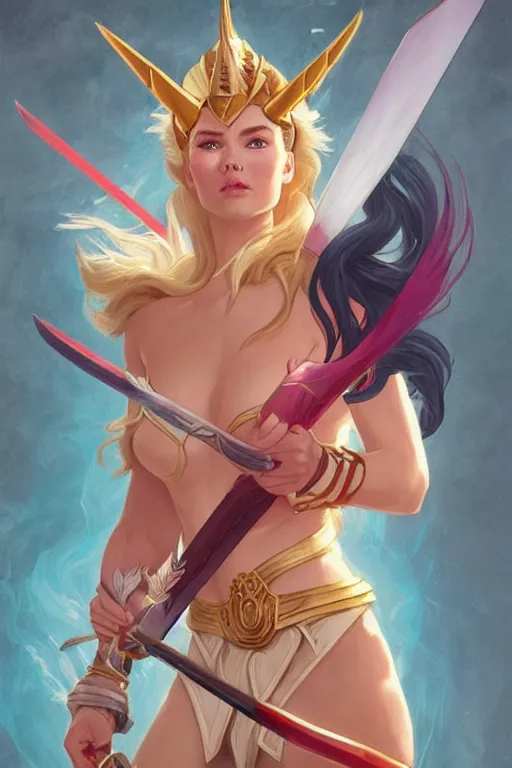 she - ra with sword, fantasy, d & d, portrait, highly