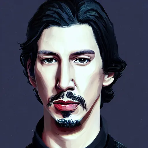 Image similar to adam driver portrait, league of legends, digital painting, concept art, sharp focus, game character