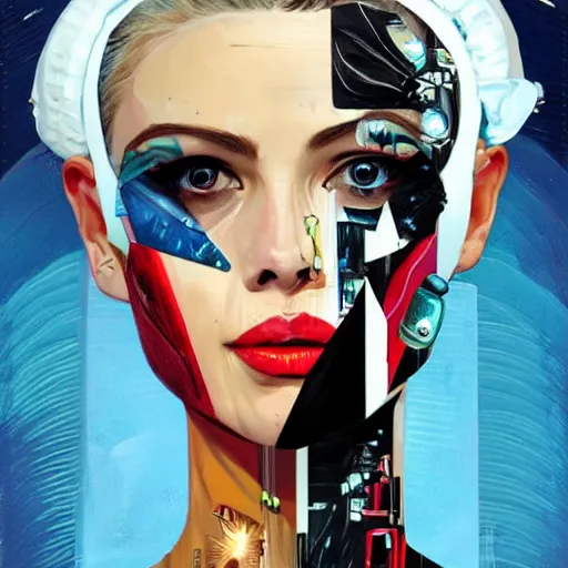 Image similar to portrait of a female android, by Sandra Chevrier and DC comics