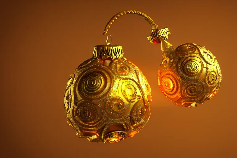Image similar to a detailed concept art of a jingle bell made from gold and lights, trending on artstation, digital art, 4 k, intricate, octane render, sharp focus