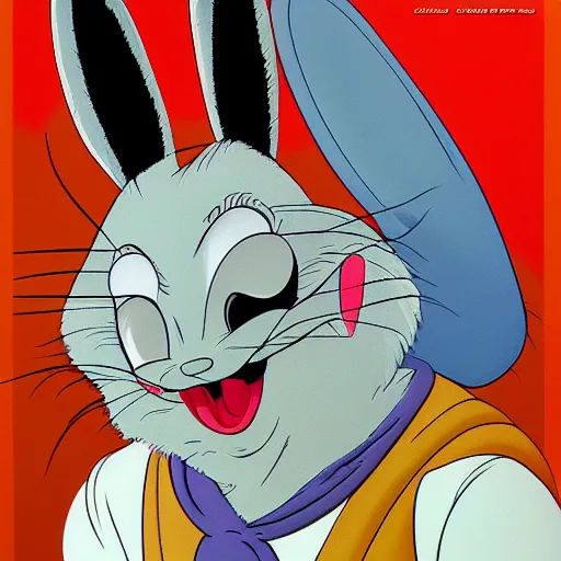 Prompt: bugs bunny portrait, rule of thirds, super sharp, 4 k, ultra detailed, norman rockwell, richard corben, epic scope.