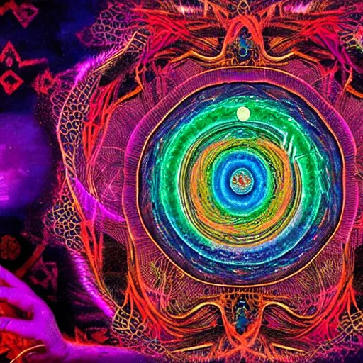 Prompt: The Ayahuasca Spirit , erupting from within