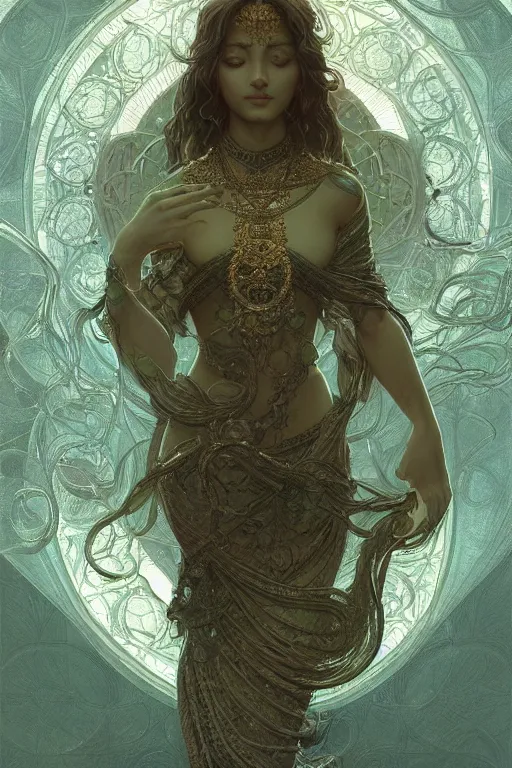 Image similar to no figure, ultra realistic illustration, a jade statue of sacred geometry, intricate, elegant, highly detailed, digital painting, artstation, concept art, smooth, sharp focus, illustration, art by artgerm and greg rutkowski and alphonse mucha