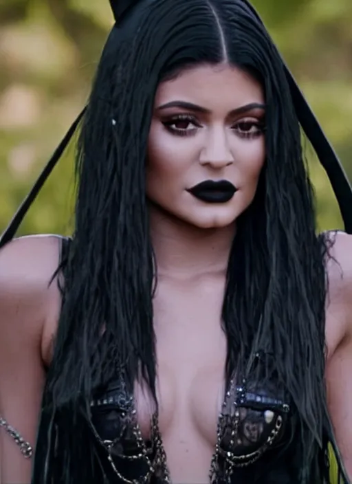 Image similar to film still of kylie jenner as a gothic vampire in the movie the lost boys