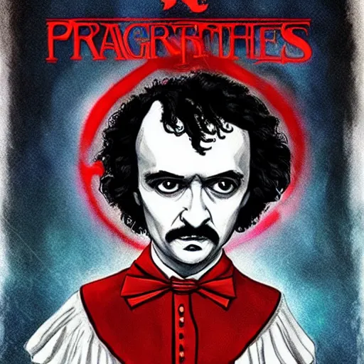 Prompt: edgar allan poe as a character in stranger things