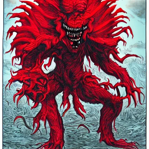 Prompt: evil red dream monster from the void