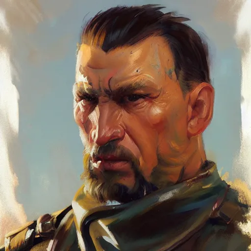 Image similar to greg manchess portrait painting of a soviet russian nuclear supersoldier, medium shot, asymmetrical, profile picture, organic painting, sunny day, matte painting, bold shapes, hard edges, street art, trending on artstation, by huang guangjian, gil elvgren, ruan jia, randy vargas, greg rutkowski