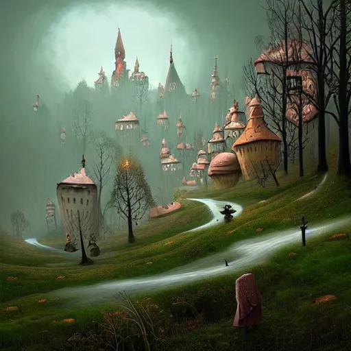 Image similar to gediminas pranckevicius nordic city surrounded by forest in the style of a dnd painting, matte painting, dungeons and dragons, wizards of the coast