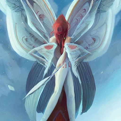 Image similar to a fairy, symmetrical wings made of pizza slices, style of by Jordan Grimmer and greg rutkowski, crisp lines and color,