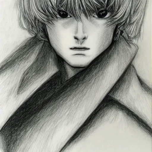 Prompt: A portrait of Griffith from Berserk, pencil drawing