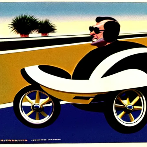 Prompt: concept art of a car with a sidecar being driven, painted by syd mead, high quality