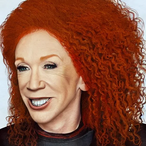 Image similar to [ half kathy griffin ] [ half carrot top ] horror art