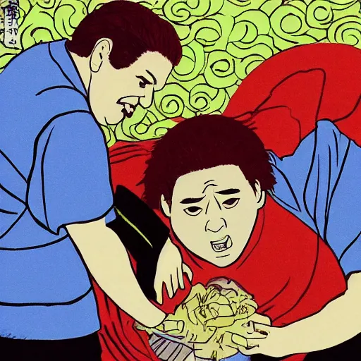 Prompt: Jonah Hill neverending torture. Jigoku Zoshi, by Shōsai 松斎