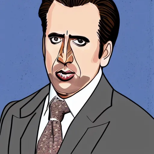 Image similar to nicholas cage as michael scott from office, anatomically correct